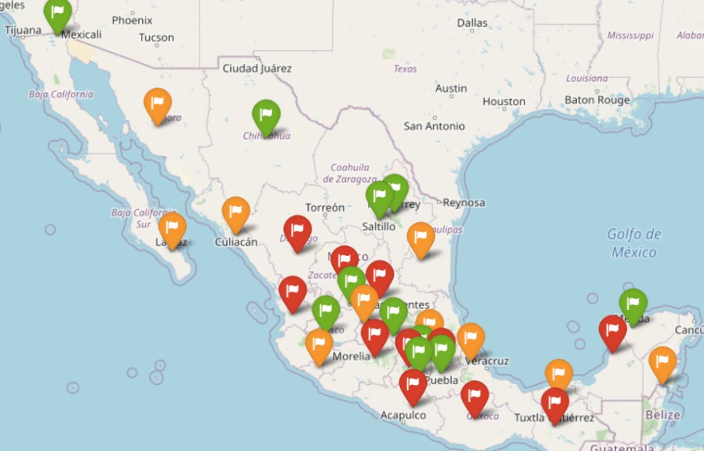 Vehiculos asegurados por estado en México